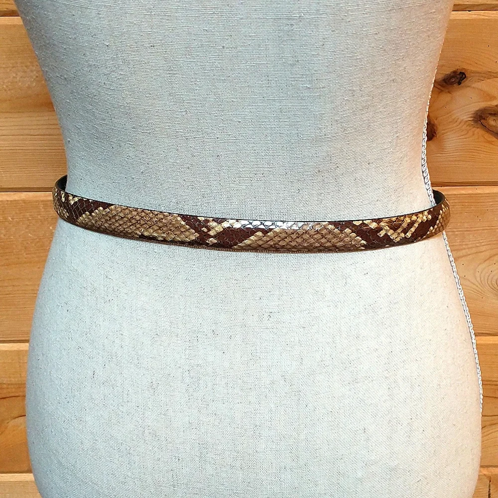 Brighton C3618 Snake Skin Belt With Decorative Silver Buckle & Hardware